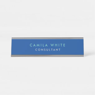 Chic Night Blue Elegant Professional Desk Name Plate