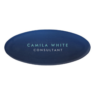 Chic Night Blue Elegant Professional Name Tag