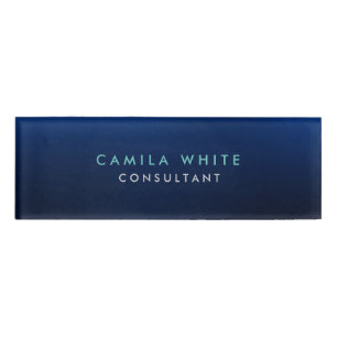 Chic Night Blue Elegant Professional Name Tag