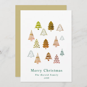 Chic Non Photo Elegant Golden Christmas Trees Card