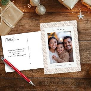 Chic Nordic Brown and White Snowflake Postcard