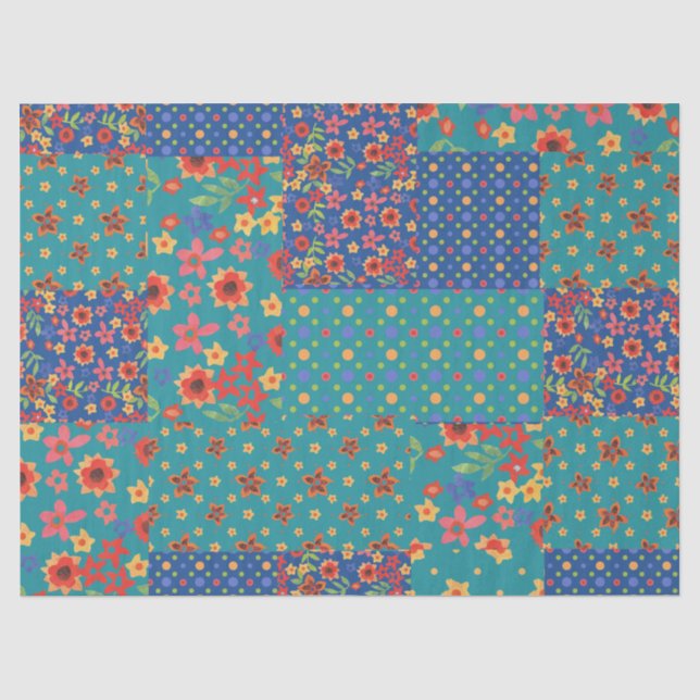 Chic Nostalgic Faux Patchwork Tissue Paper (Front)