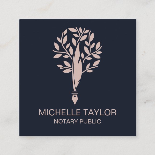 Chic Notary Loan Signing Agent Content Writer Copy Square Business Card (Front)