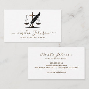 Chic Notary Loan Signing Agent White Gold Business Card