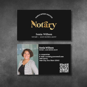 Chic Notary Public Loan Signing Photo QR Code Business Card
