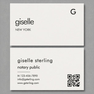 Chic Notary Public Luxury QR Code Monogram  Business Card