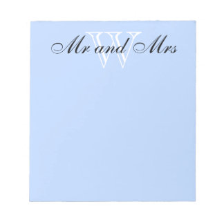 CHIC NOTEPAD_""Mr and Mrs" WHITE/BLUE Notepad