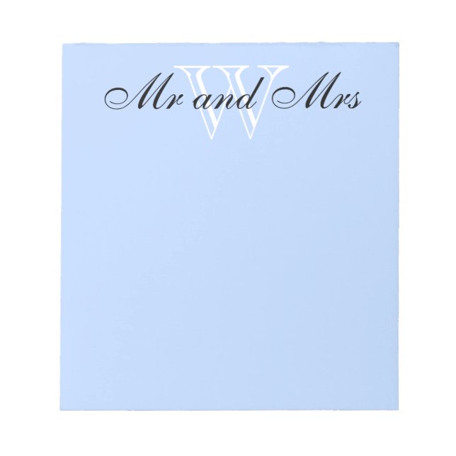 CHIC NOTEPAD_""Mr and Mrs" WHITE/BLUE Notepad (Front)