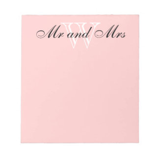 CHIC NOTEPAD_""Mr and Mrs" WHITE/BLUSH PINK Notepad