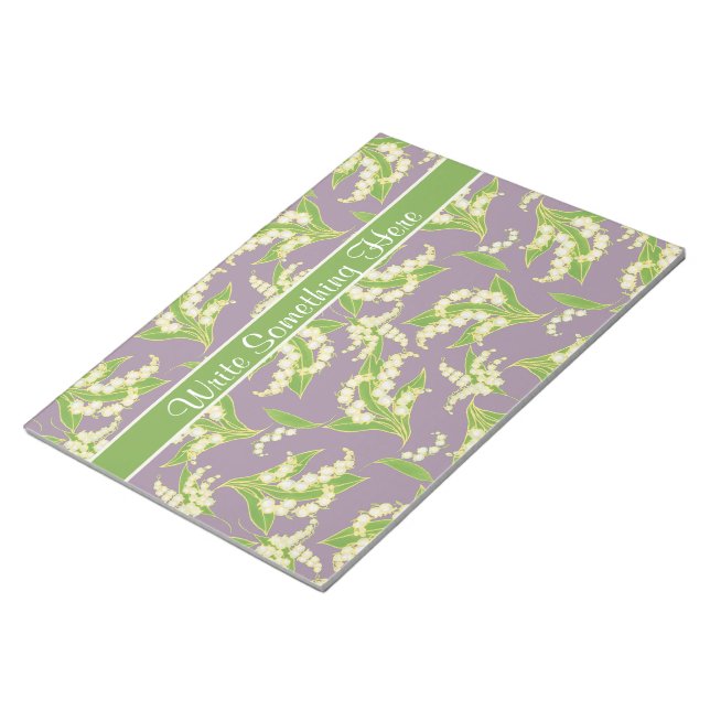 Chic Notepad or Jotter: Lily of the Valley, Mauve (Angled)