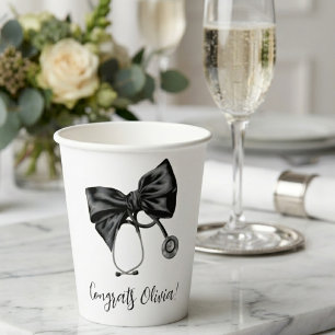 Chic Nurse Graduation Coquette Bow Medical Paper Cups