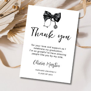Chic Nurse Graduation Coquette Bow Medical  Thank You Card
