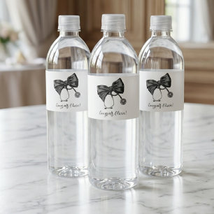 Chic Nurse Graduation Coquette Bow Medical  Water Bottle Label