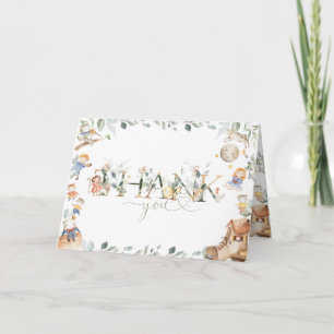 Chic Nursery Rhyme Greenery Baby Shower Birthday Thank You Card