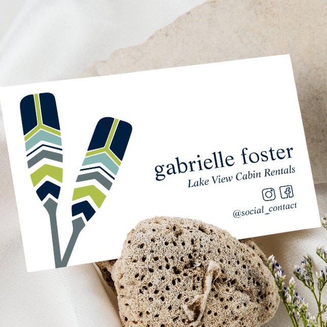 Chic Oars Lake Ocean Beach Cabin Vacation Rentalf Business Card (Creator Uploaded)