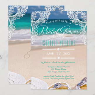 Chic Ocean Beach Summer Bridal Shower Invitation