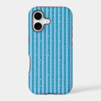 Chic Ocean Blue Glitter Style Horizontal Stripes