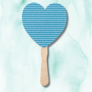 Chic Ocean Blue Glitter Style Horizontal Stripes Hand Fan