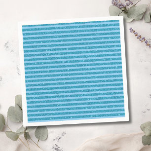 Chic Ocean Blue Glitter Style Horizontal Stripes Napkin