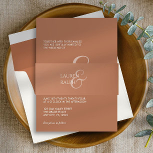 Chic Ochre & Ivory Minimalist Script Wedding Invitation Belly Band