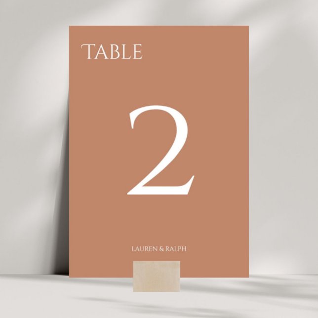 Chic Ochre Terracotta Wedding Table Number Card (Creator Uploaded)