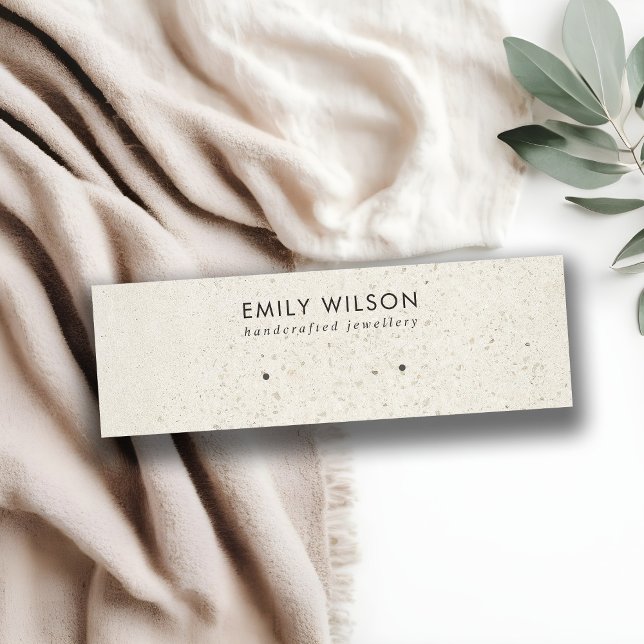 CHIC OFF WHITE GREY TERRAZZO STUD EARRING DISPLAY MINI BUSINESS CARD (Creator Uploaded)