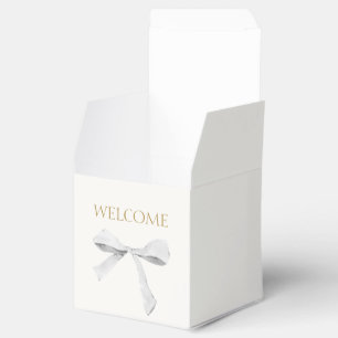 Chic Off White Ribbon Wedding Welcome Favour Box