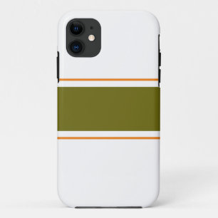 Chic Olive Green Orange Racing Stripes On White Case-Mate iPhone Case