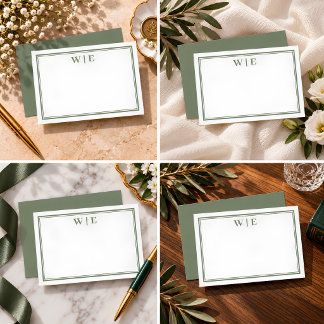 Chic Olive Green Two Border Card