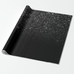 Chic Ombre Black Glitter Wrapping Paper