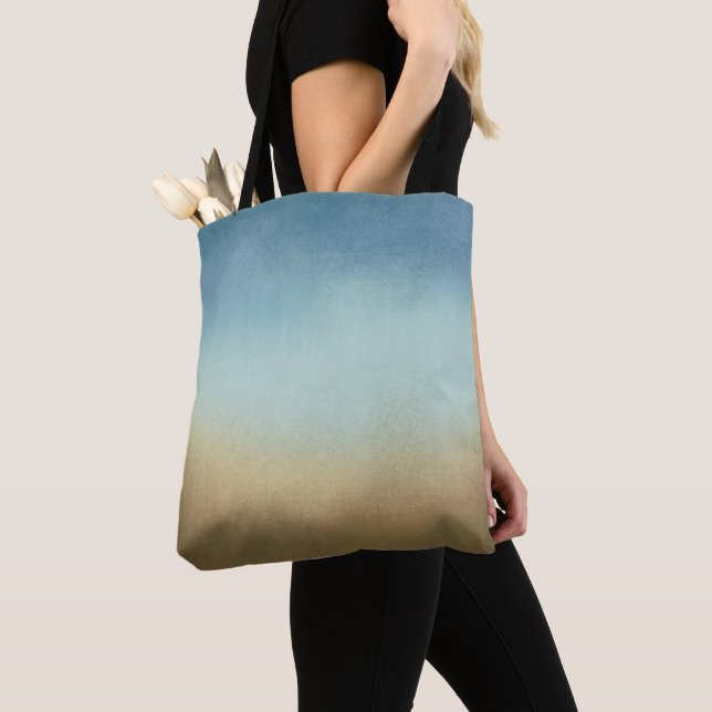 Chic Ombre Blue Tan Tote (Close Up)