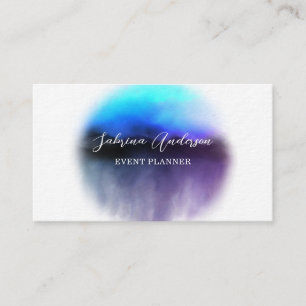 Chic Ombre Pink Purple Watercolor Abstract Business Card