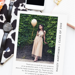 Chic One Photo Thank You Message Graduation Postcard