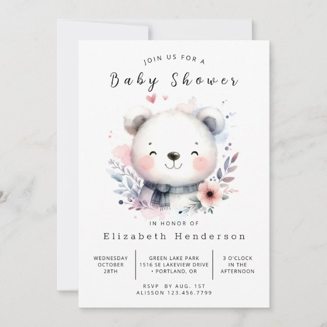 Chic Online Bear Baby Shower Invitation (Front)
