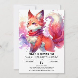 Chic Online Fox Birthday Invitation