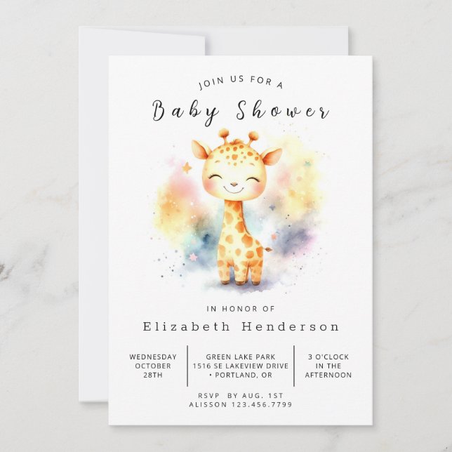 Chic Online Giraffe Baby Shower Invitation (Front)