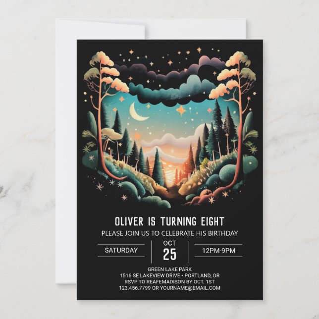 Chic Online Woodland Birthday Invitation (Front)