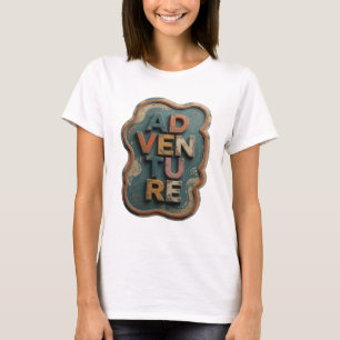 Chic Orange ADVENTURE Graphic Design T-Shirt