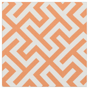 Chic orange and white abstract geometric pattern fabric