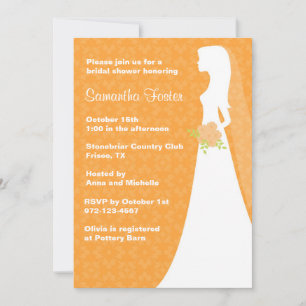 Chic Orange Bridal Shower Invitation