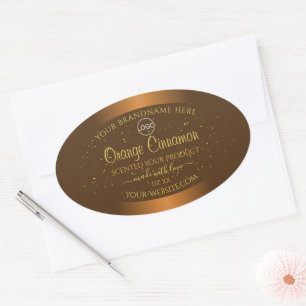 Chic Orange Brown Product Labels Gold Glitter Logo