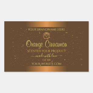 Chic Orange Brown Product Labels Gold Glitter Rose