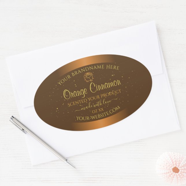 Chic Orange Brown Product Labels Gold Glitter Rose (Envelope)