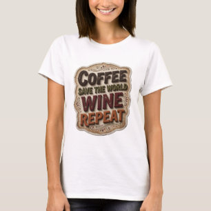 Chic Orange COFFEE SAVE THE WORLD WINE REPEAT T-Shirt