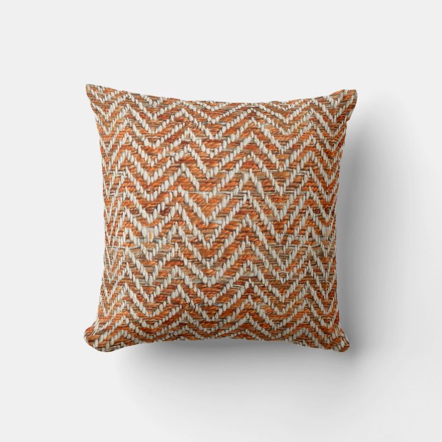 Chic orange cream chevron cushion (Front)