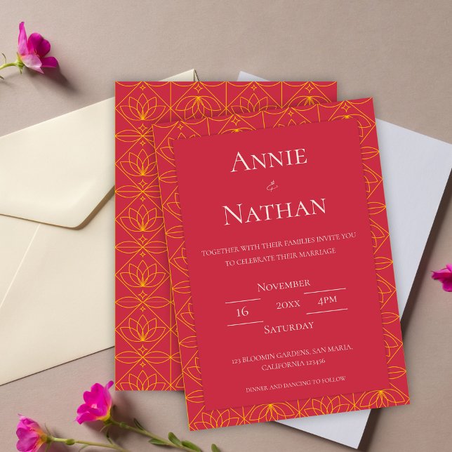 Chic Orange  Floral Frame Wedding Invitation  (Chic Orange Floral Frame Wedding Invitation)
