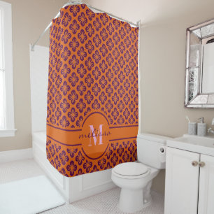 Chic Orange Grape Purple Abstract Flower  Shower Curtain