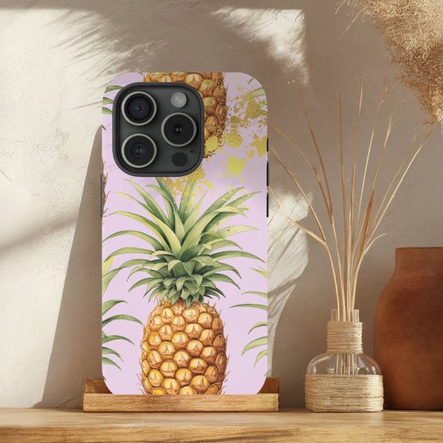 Chic Orange, Mauve and Gold Pineapple Fruit  Case-Mate iPhone Case (Creator Uploaded)