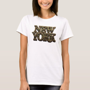 Chic Orange NEW YORK 3D Text Art T-Shirt