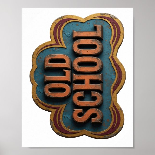 Chic Orange OLD SCHOOL Bold Design Poster (Front)